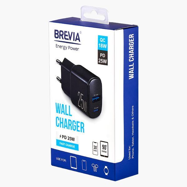 Сетевое зарядное устройство Brevia ePower PD25W USB-C+USB-A черный 45025CAB storm_group__45025CAB фото