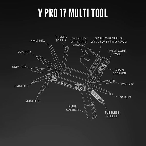 Ключі-мультитул Lezyne V PRO 17 Чорний Y14 VST-4710582542329 фото