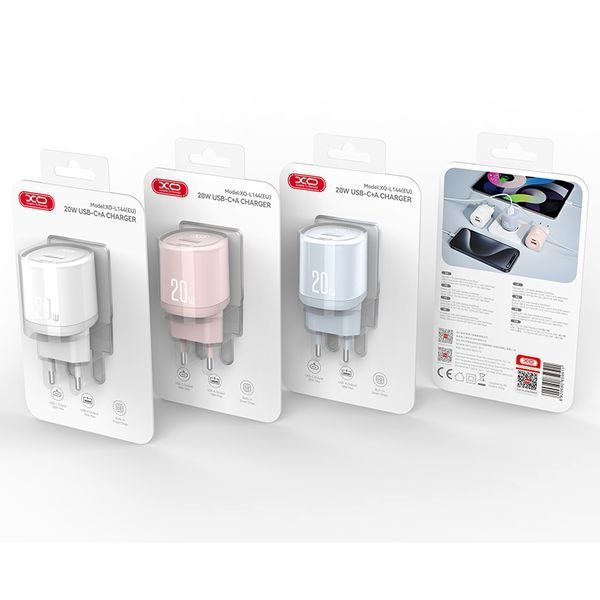 Мережевий зарядний пристрій XO L144 PD20W 1USB-A+1USB-C білий storm_group__XO-L144-White фото