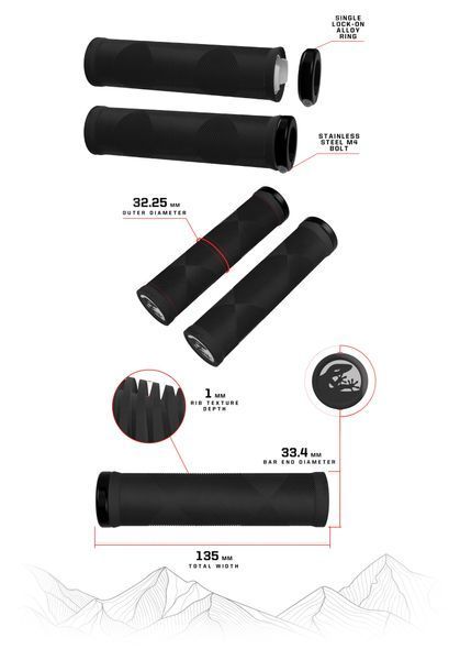 Гріпси Lizard Skins STRATA Lock-On, 135мм, jet black GRI-08-35 фото