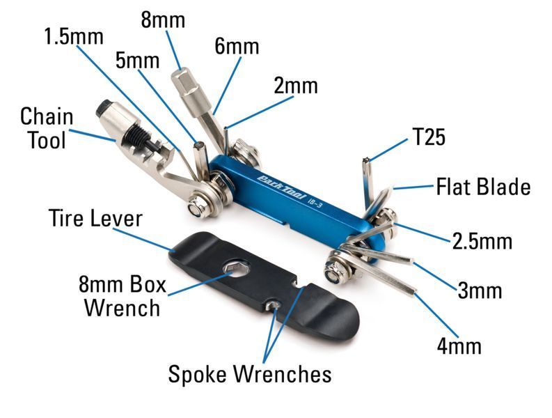 Мультитул Park Tool IB-3 I-Beam 1.5/2/2.5/3/4/5/6/8, Т25, отвёртка, выжимка цепи, борт. лопатка TOO-B9-02 фото