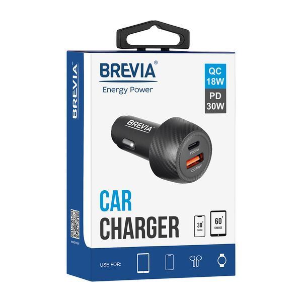 Автомобильное зарядное устройство для Brevia ePower Dual Carbon 48W 1xUSB-C+1xUSB-A, 46048CUB storm_group__46048CUB фото