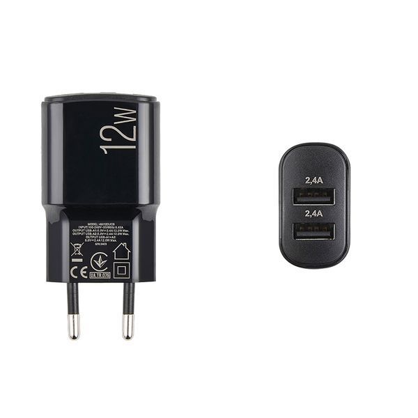 Мережевий зарядний пристрій Brevia ePower 12W 2xUSB-A + кабель USB-A to Lightning 1м чорний 45012DULB storm_group__45012DULB фото