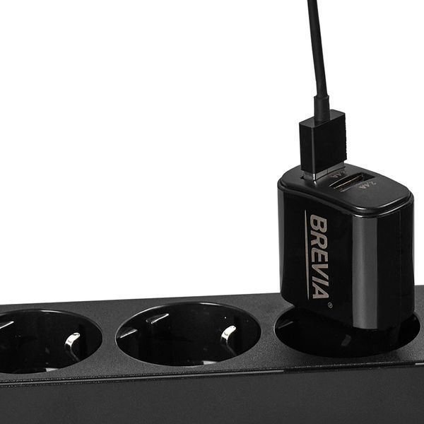 Мережевий зарядний пристрій Brevia ePower 12W 2xUSB-A + кабель USB-A to Lightning 1м чорний 45012DULB storm_group__45012DULB фото