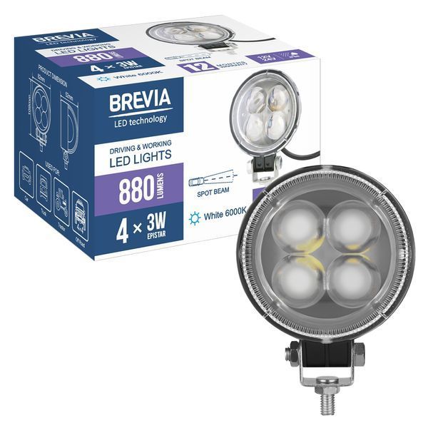 Фара світлодіодна Brevia ERISTAR 4D Spot 10-30V, 12W (4x3W), 880Lm, 1шт 10602RLX1 storm_group__10602RLX1 фото