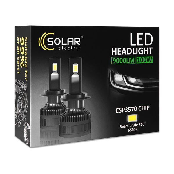 Автолампа Solar LED H4 12/24V 100W 9000Lm 6500K CSP3570 2шт 8604S2 storm_group__8604S2 фото
