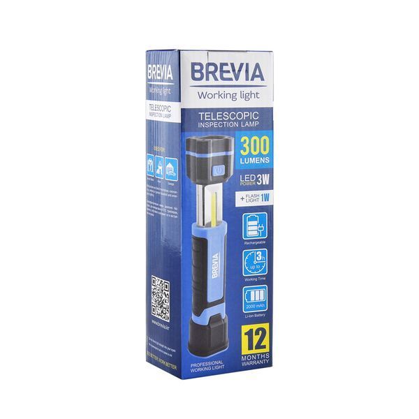 Професійний інспекційний телескопічний LED-ліхтар Brevia 3W COB+1W LED 300lm 2000mAh, microUSB storm_group__11340 фото