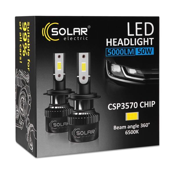 Автолампа Solar LED H4 12/24V 50W 5000Lm 6500K CSP3570 2шт 8504S2 storm_group__8504S2 фото