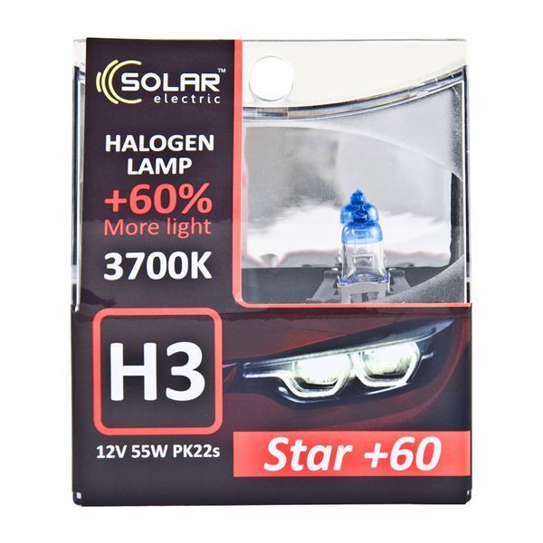 Галогенова лампа SOLAR H3 12V 55W PK22s Starlight +60%, SET storm_group__1233S2 фото
