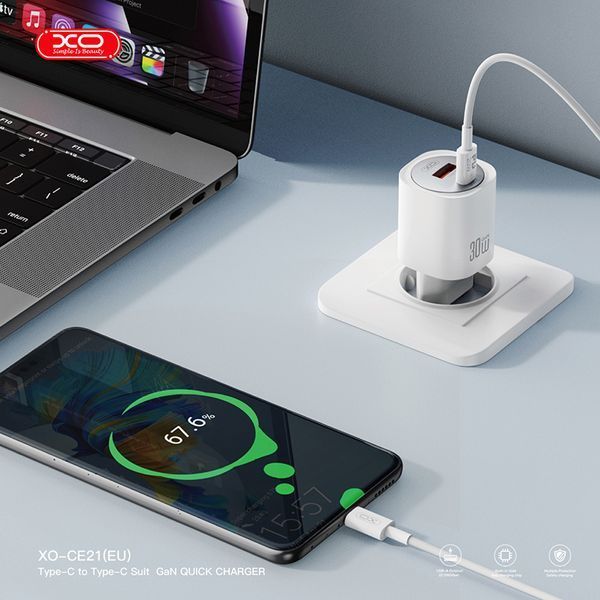 Сетевое зарядное устройство XO CE21 PD30W/PPS33W 1USB-A+1USB-C белый storm_group__XO-CE21 фото