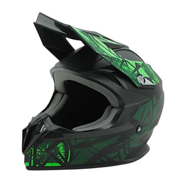 Шолом, закритий крос/ендуро (XL) (60-61) АТV Forsage Rider 027 чорно-салатовий матовий з дашком + окуляри 119240932 фото