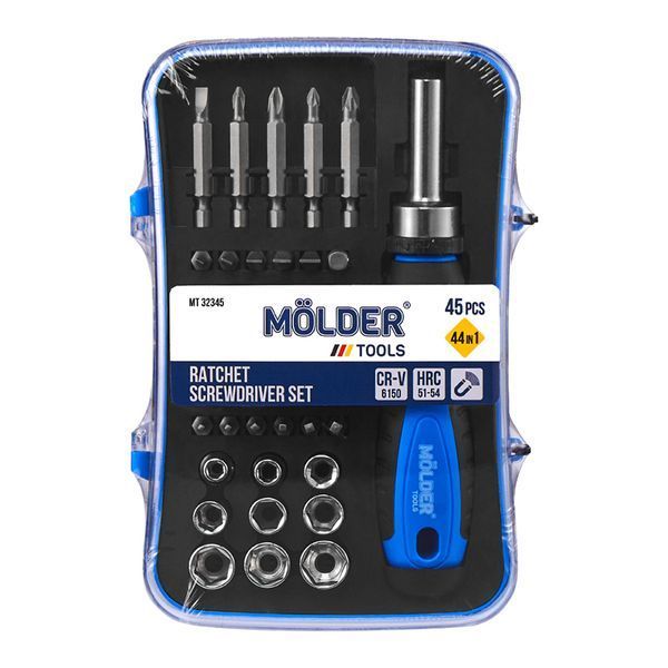 Викрутка Molder реверсивна з комплектом насадок 45 шт MT32345 storm_group__MT32345 фото