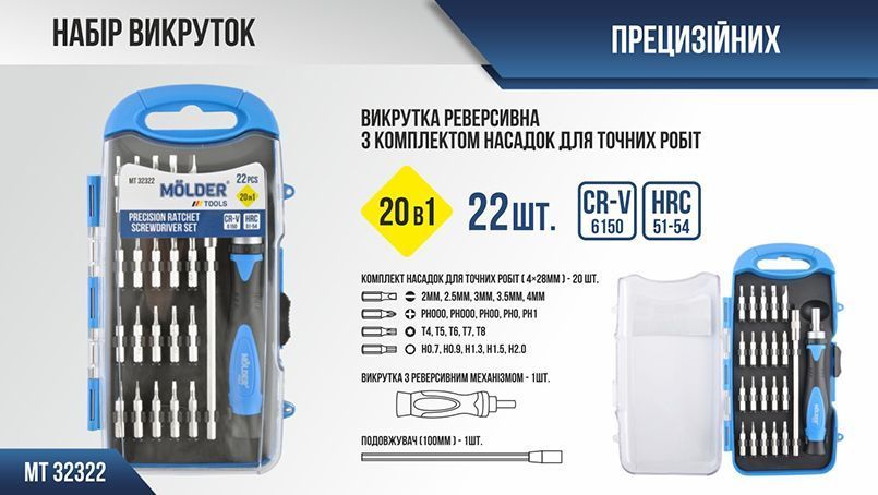 Викрутка Molder MT32322 з насадками 20в1 storm_group__MT32322 фото