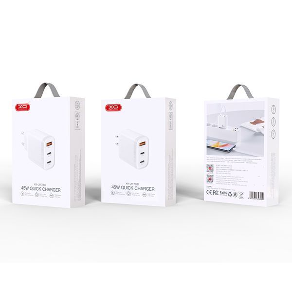 Сетевое зарядное устройство XO L117 PD45W/QC18W 2USB-C+1USB-A белый storm_group__XO-L117 фото