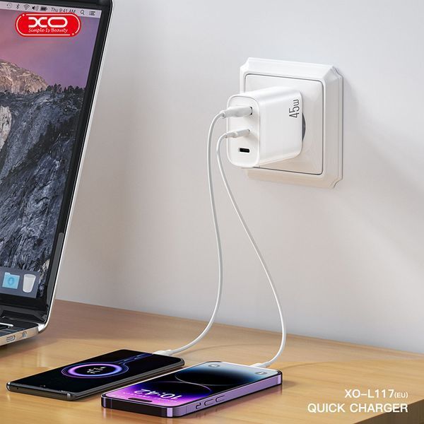 Сетевое зарядное устройство XO L117 PD45W/QC18W 2USB-C+1USB-A белый storm_group__XO-L117 фото