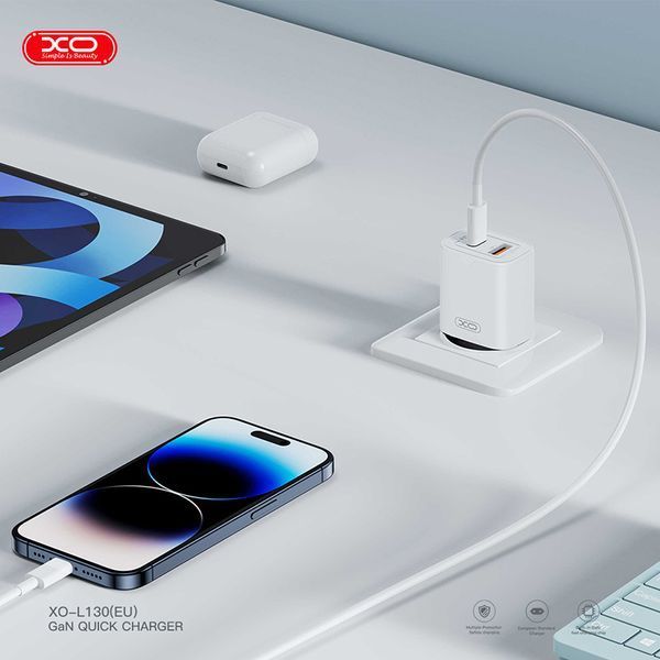 Сетевое зарядное устройство XO L130 PD30W/QC18W 1USB-C+1USB-A белый storm_group__XO-L130 фото