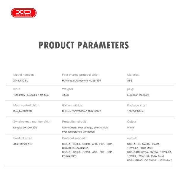 Сетевое зарядное устройство XO L130 PD30W/QC18W 1USB-C+1USB-A белый storm_group__XO-L130 фото