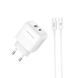 Мережевий зарядний пристрій XO L137 PD20W/QC18W 1USB-A+1USB-C + Type-c кабель білий storm_group__XO-L137+C фото 1