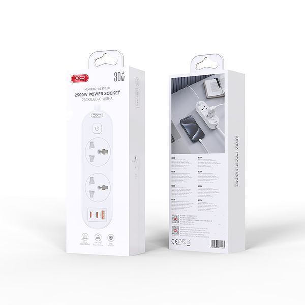 Мережевий фільтр XO WL31 30W (2 розетки +1USB-A+2USB-C) з головними вимикачем 1,5м. білий storm_group__XO-WL31 фото