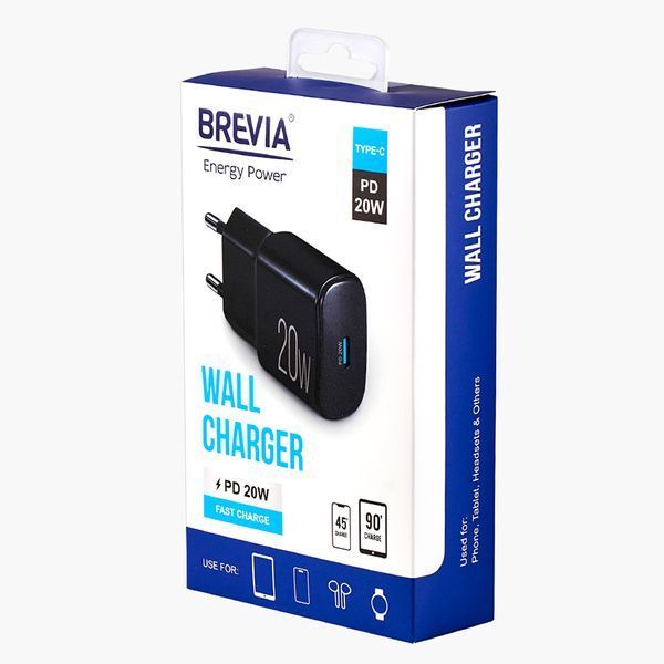 Мережевий зарядний пристрій Brevia ePower PD20W USB-C чорний 45020CB storm_group__45020CB фото