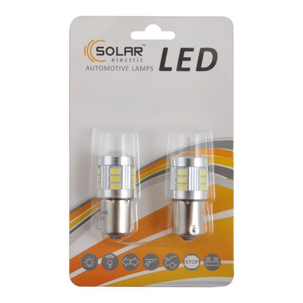 LED автолампа SOLAR 12-24V S25 BA15s 18SMD 120lm white, 2шт storm_group__LS295_B2 фото